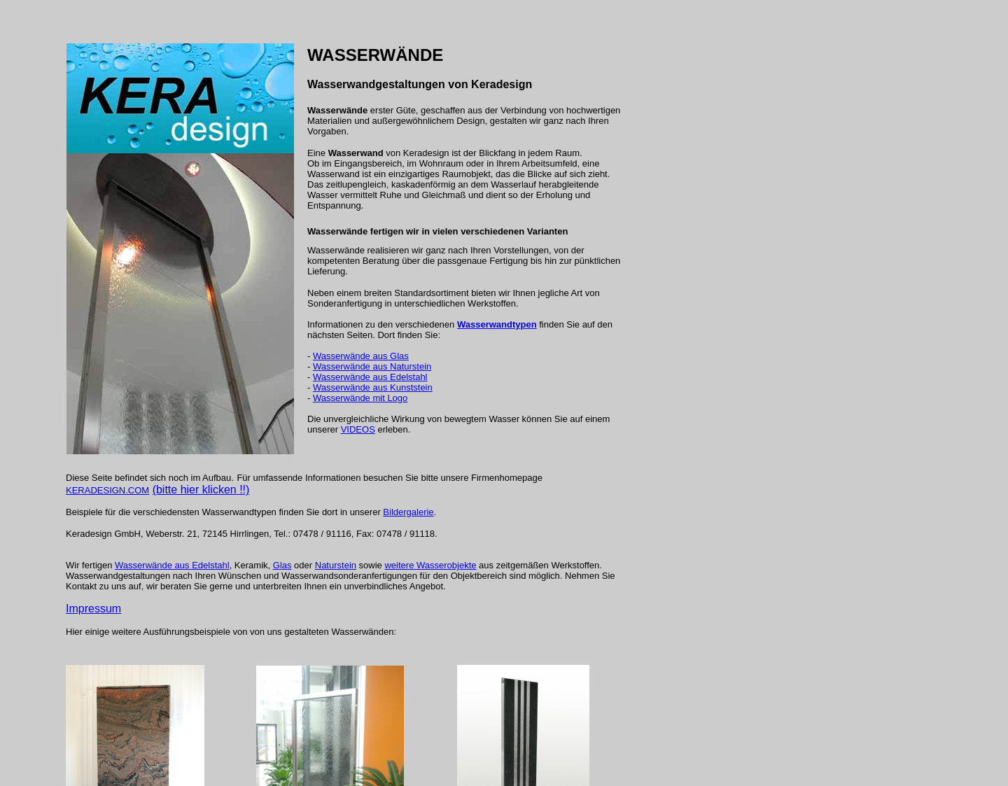 Aktuelle Website-Vorschau von Wasserwand
