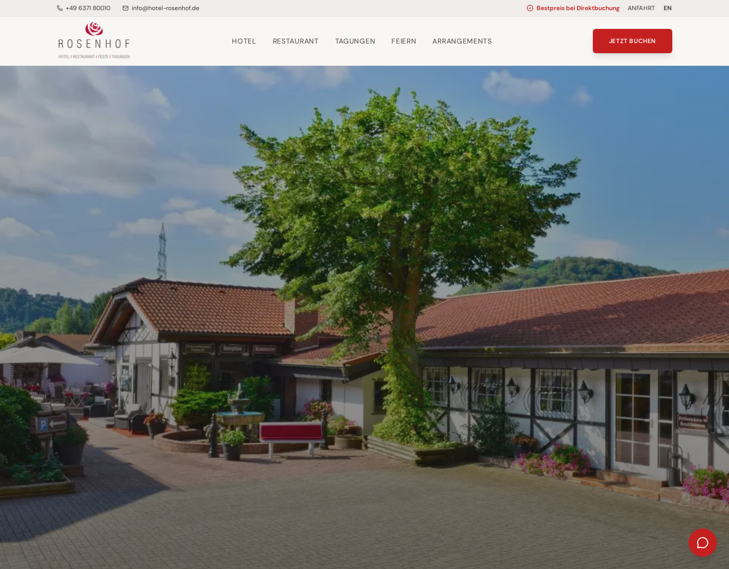 Aktuelle Website-Vorschau von Hotel Rosenhof in Ramstein