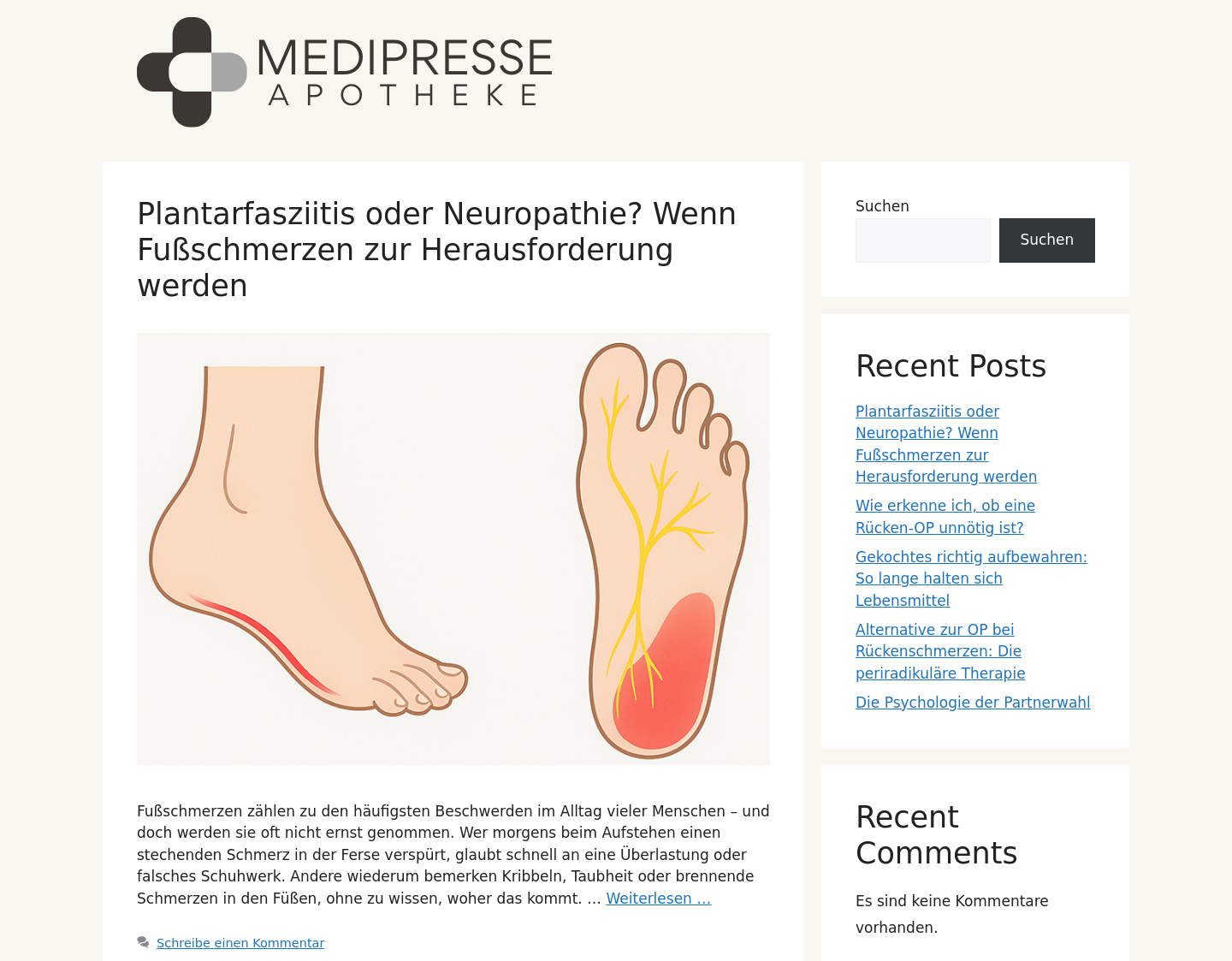 Aktuelle Website-Vorschau von Medipresse