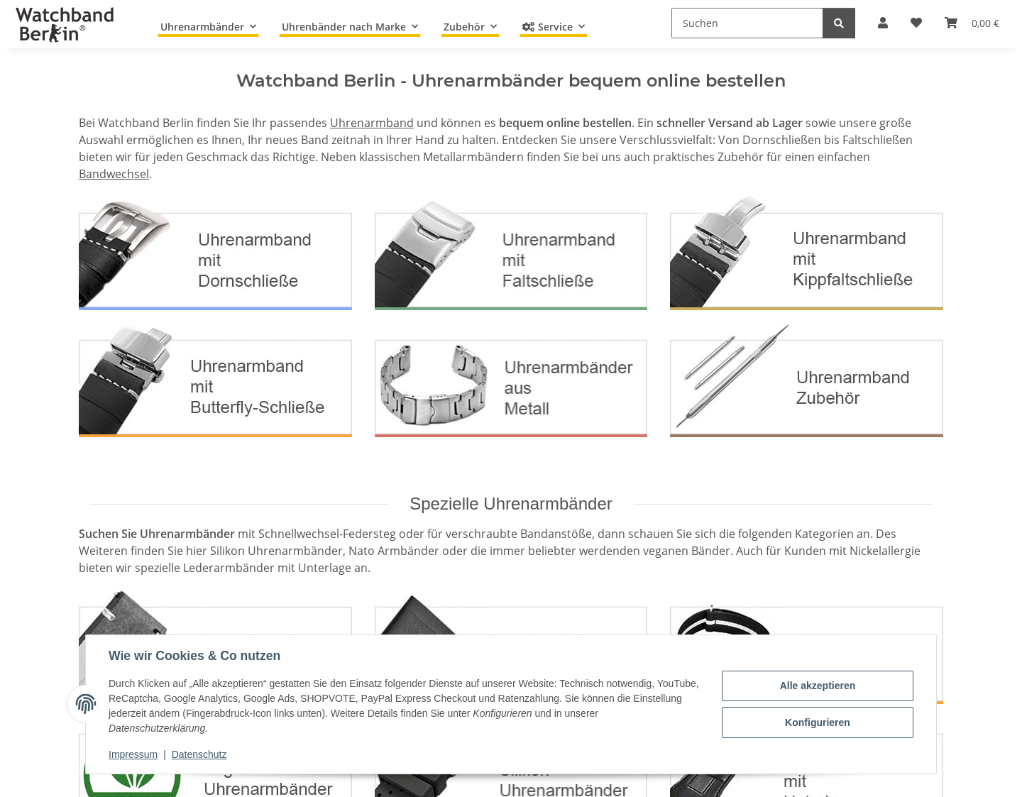 Aktuelle Website-Vorschau von Uhrenarmbänder