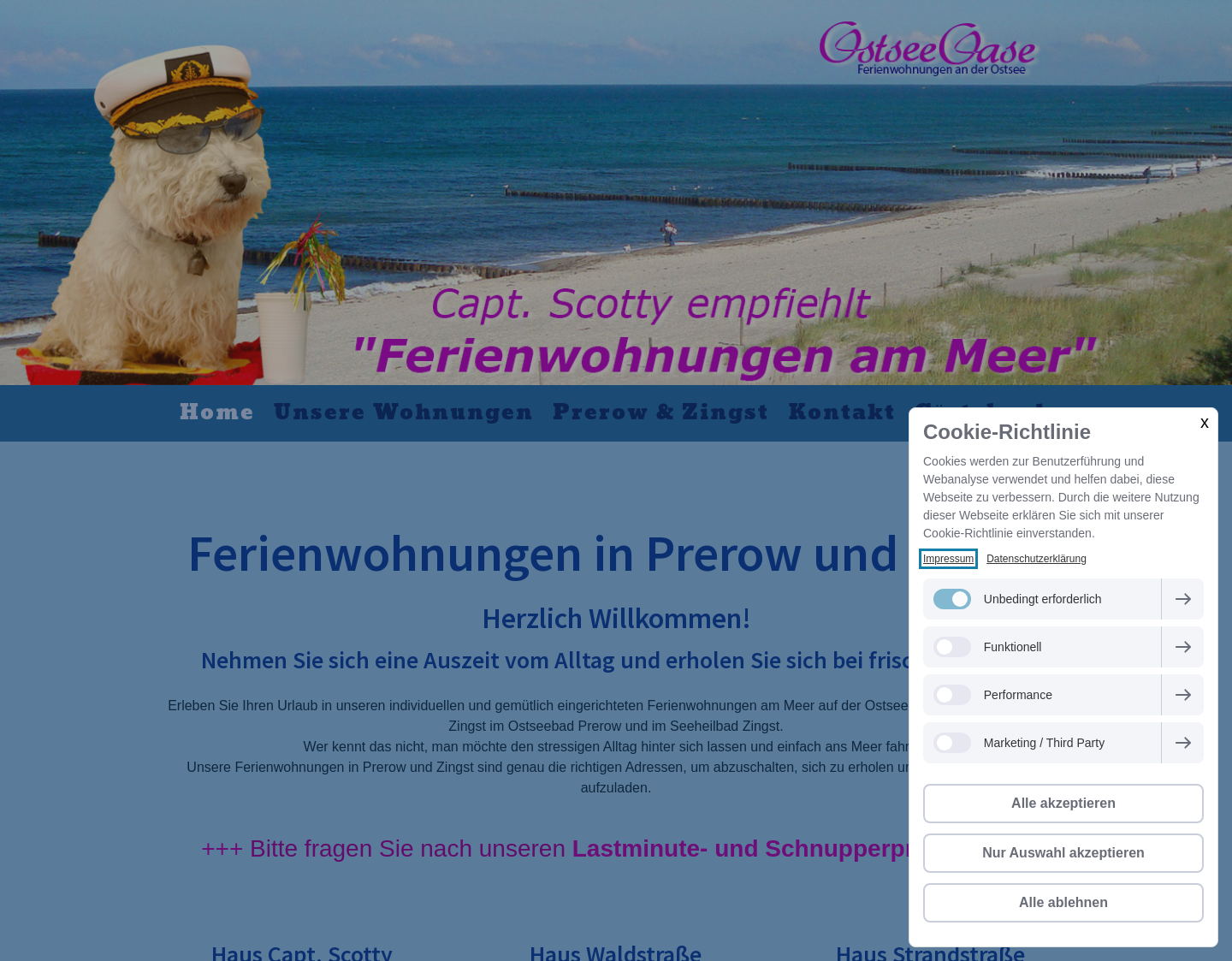 Aktuelle Website-Vorschau von Erholsamer Ostseeurlaub in Prerow