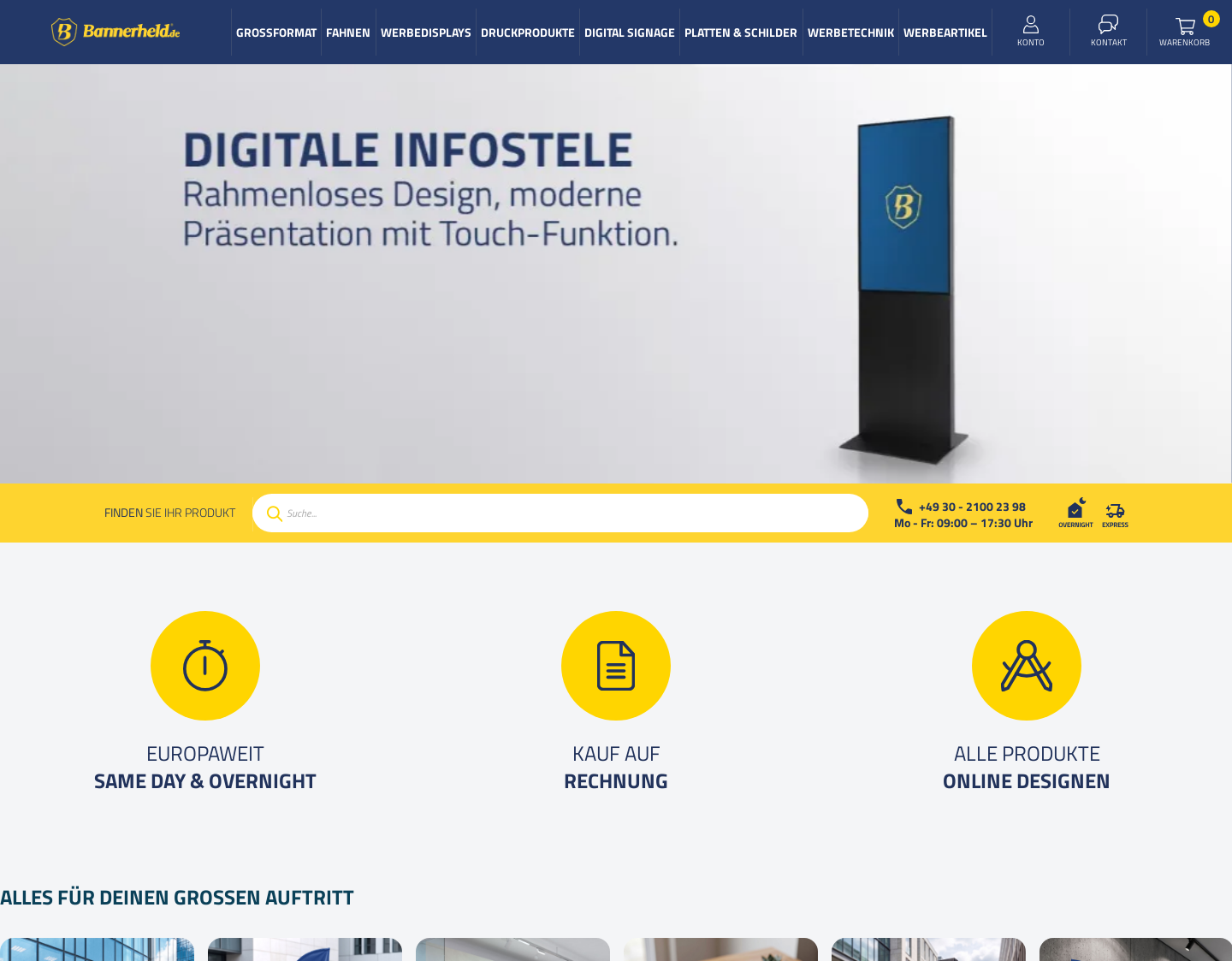 Aktuelle Website-Vorschau von BANNERHELD.DE - Werbebanner