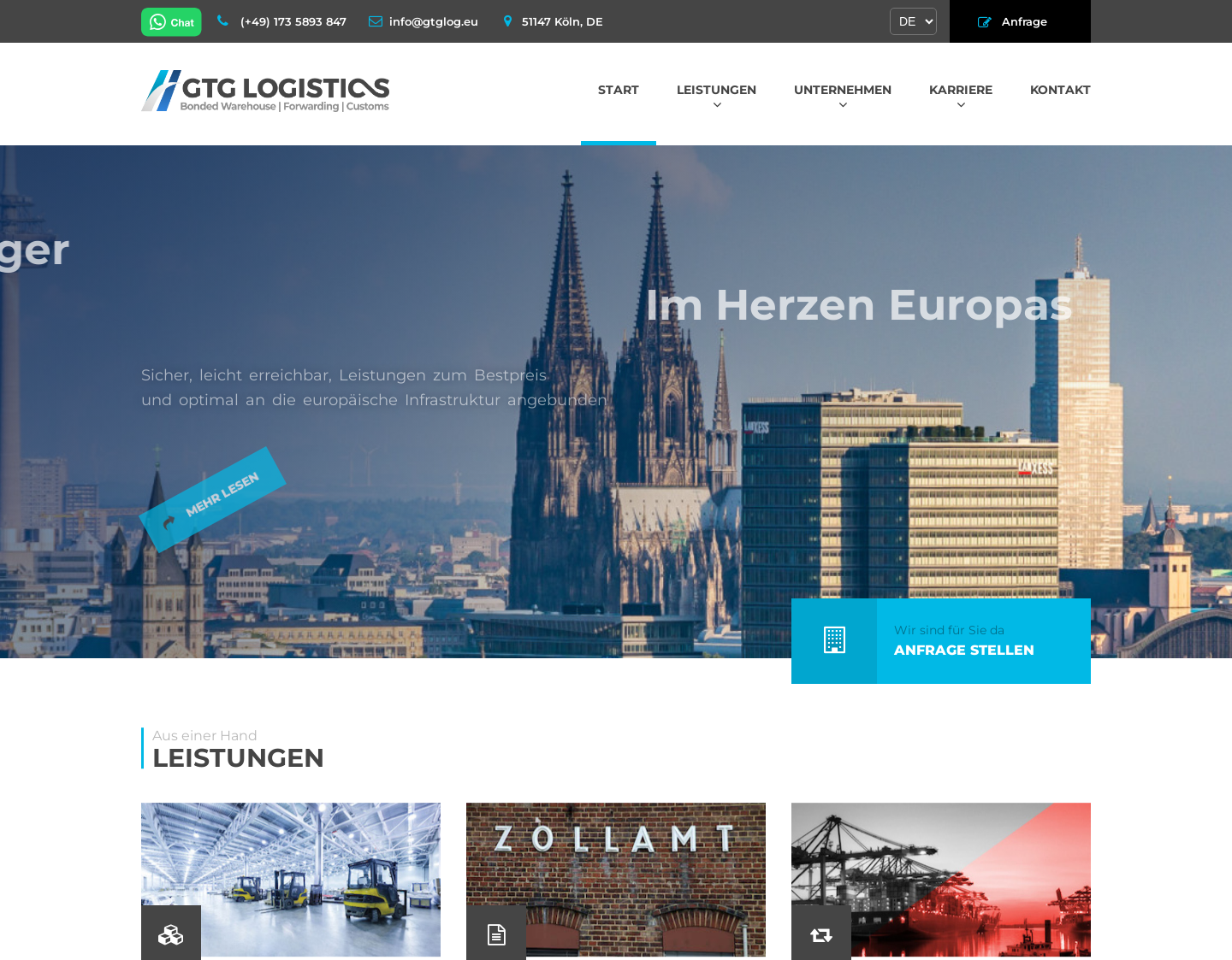 Aktuelle Website-Vorschau von GTG Logistics GmbH