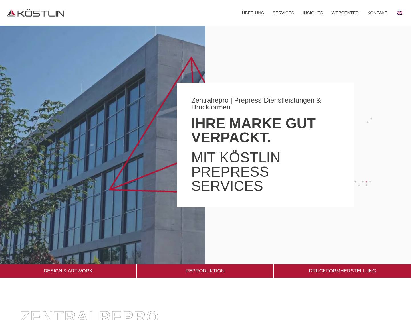 Aktuelle Website-Vorschau von Köstlin - Verpackungsprojekte