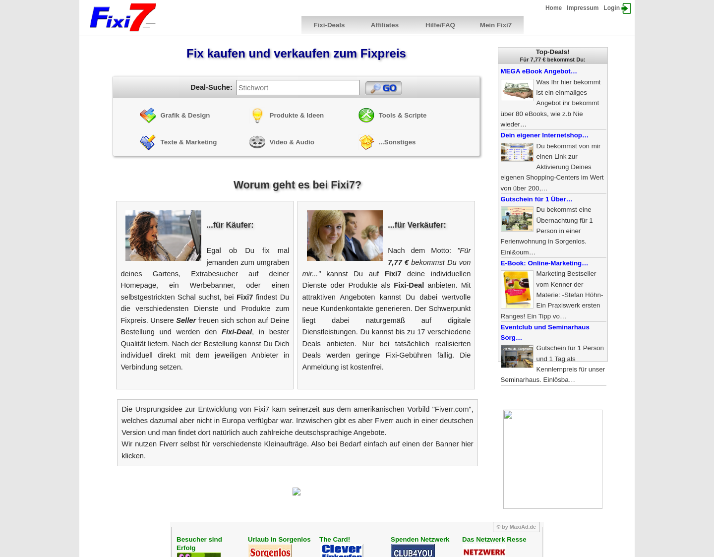 Aktuelle Website-Vorschau von Fixi7 | Fix kaufen und verkaufen