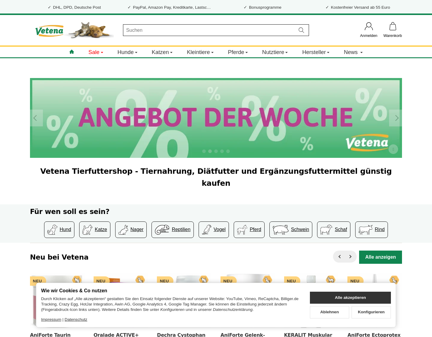 Aktuelle Website-Vorschau von Gesundes Tierfutter online kaufen
