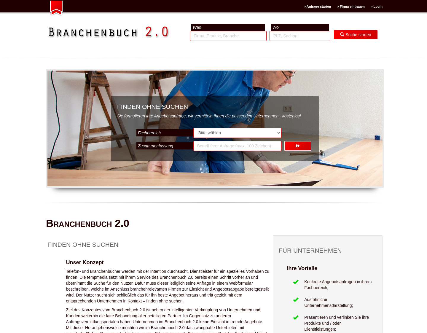Aktuelle Website-Vorschau von Branchenbuch 2.0 - Finden ohne Suchen