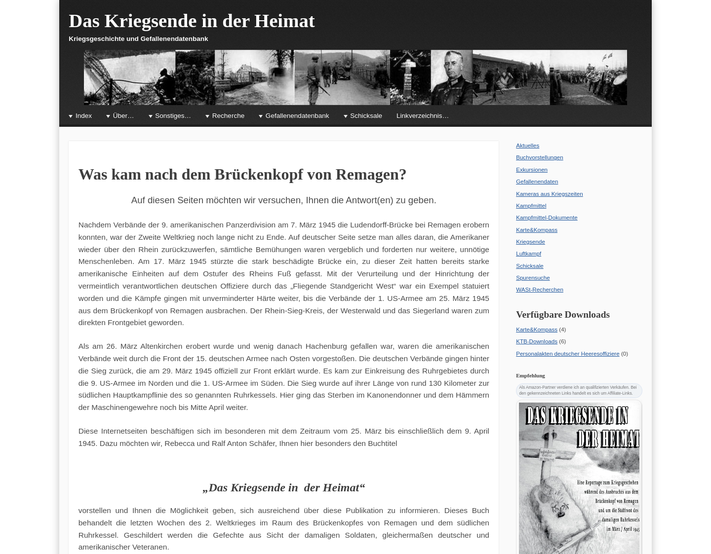 Aktuelle Website-Vorschau von Das Kriegsende in der Heimat