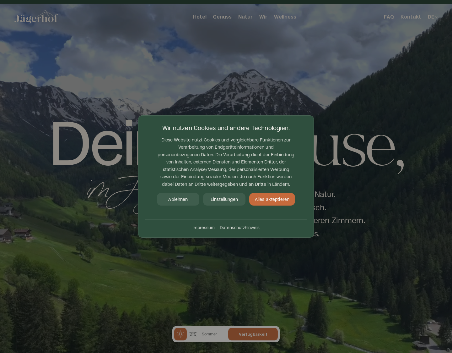 Aktuelle Website-Vorschau von Wanderhotel