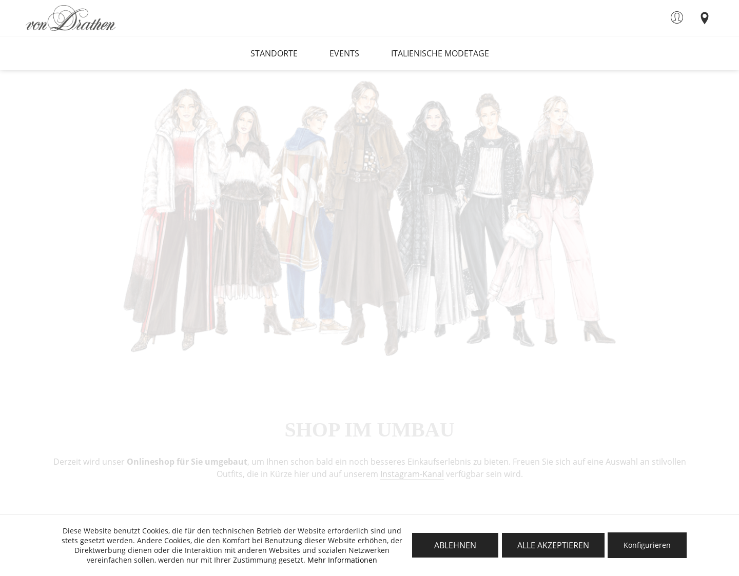 Aktuelle Website-Vorschau von Modehaus Peter von Drathen