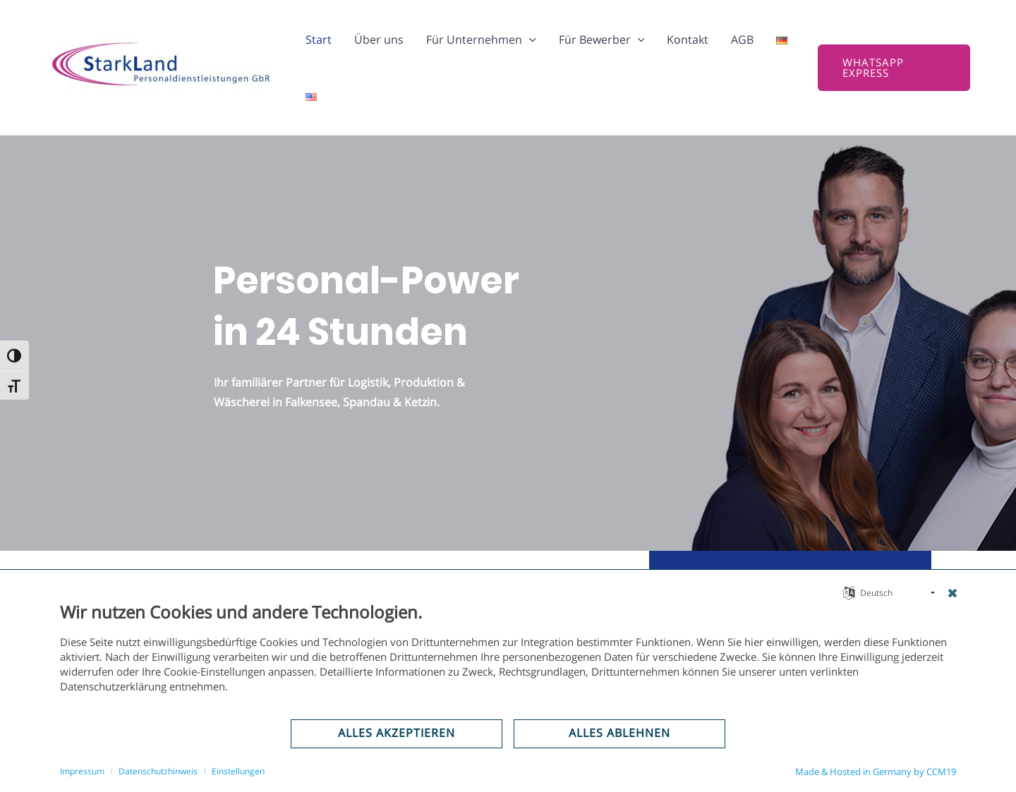 Aktuelle Website-Vorschau von Zeitarbeit StarkLand Personaldienstleistung