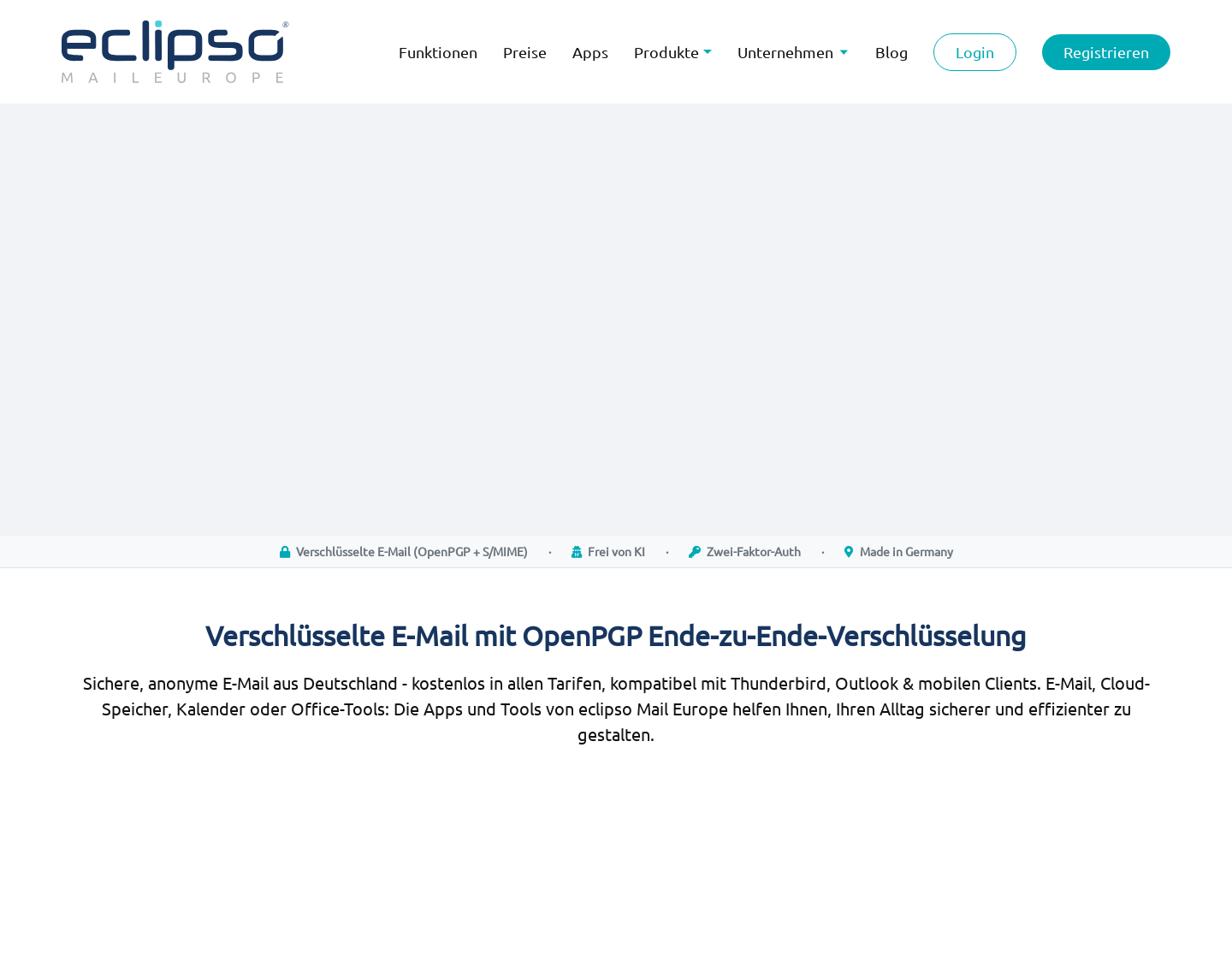 Aktuelle Website-Vorschau von eclipso E-Mail mit tollen Apps