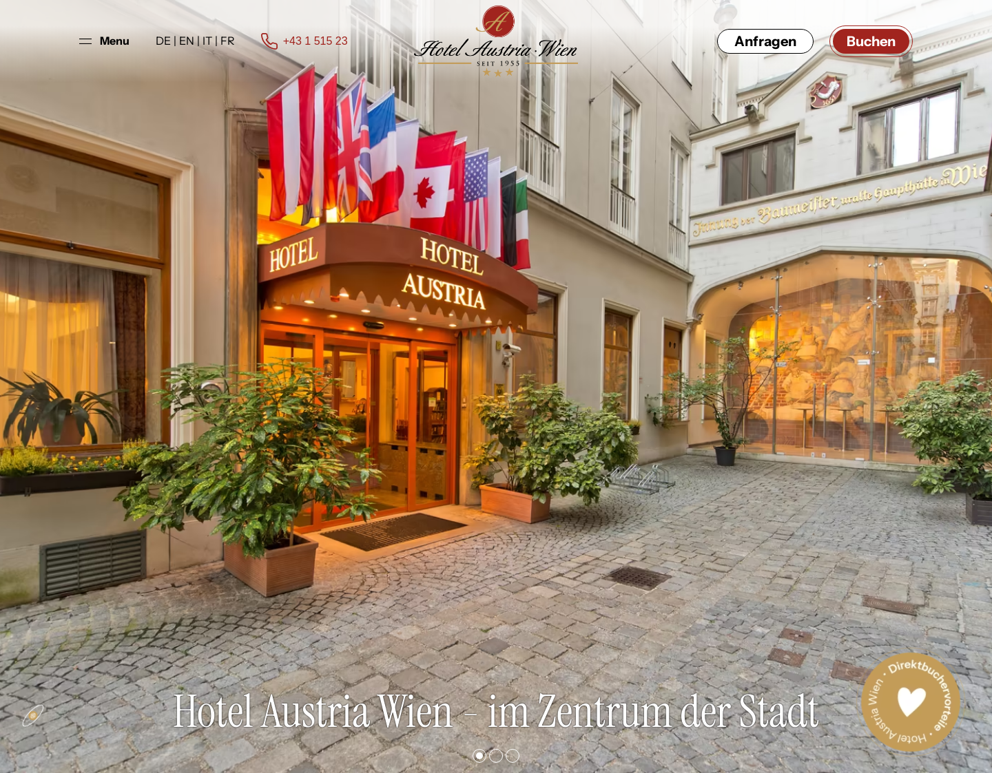 Aktuelle Website-Vorschau von Hotel Austria im Herzen von Wien