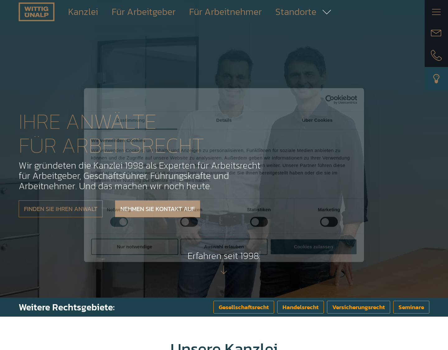 Aktuelle Website-Vorschau von Arbeitsrecht - Kanzlei Wittig Ünalp