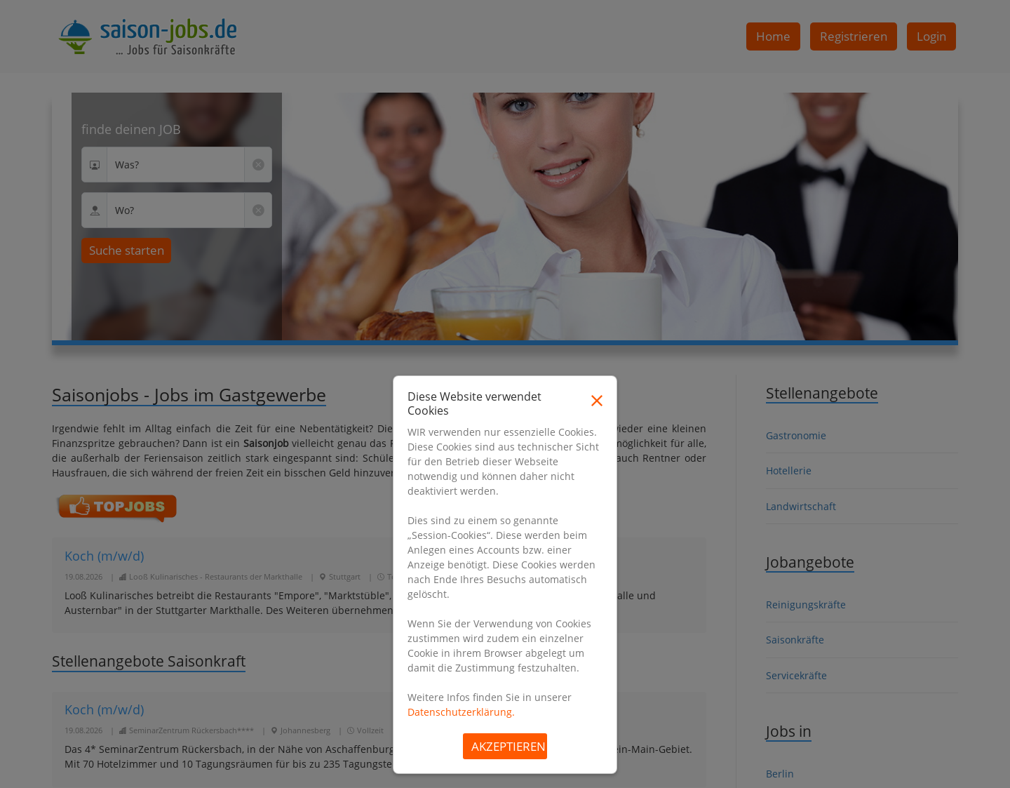 Aktuelle Website-Vorschau von Job- und Karriereportal
