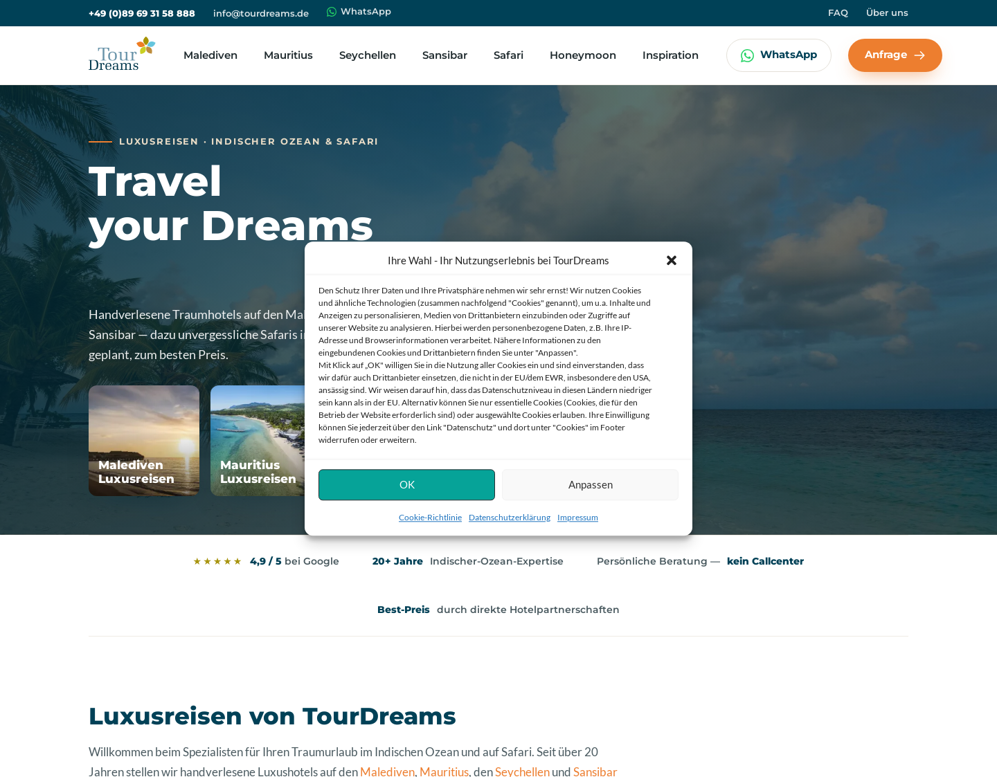 Aktuelle Website-Vorschau von Hotel oder Ferienhaus?