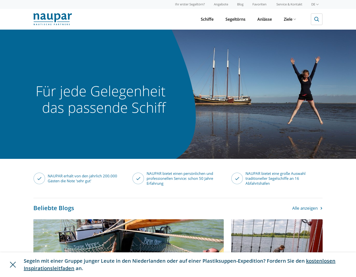 Aktuelle Website-Vorschau von NAUPAR - Segeln auf dem Ijsselmeer