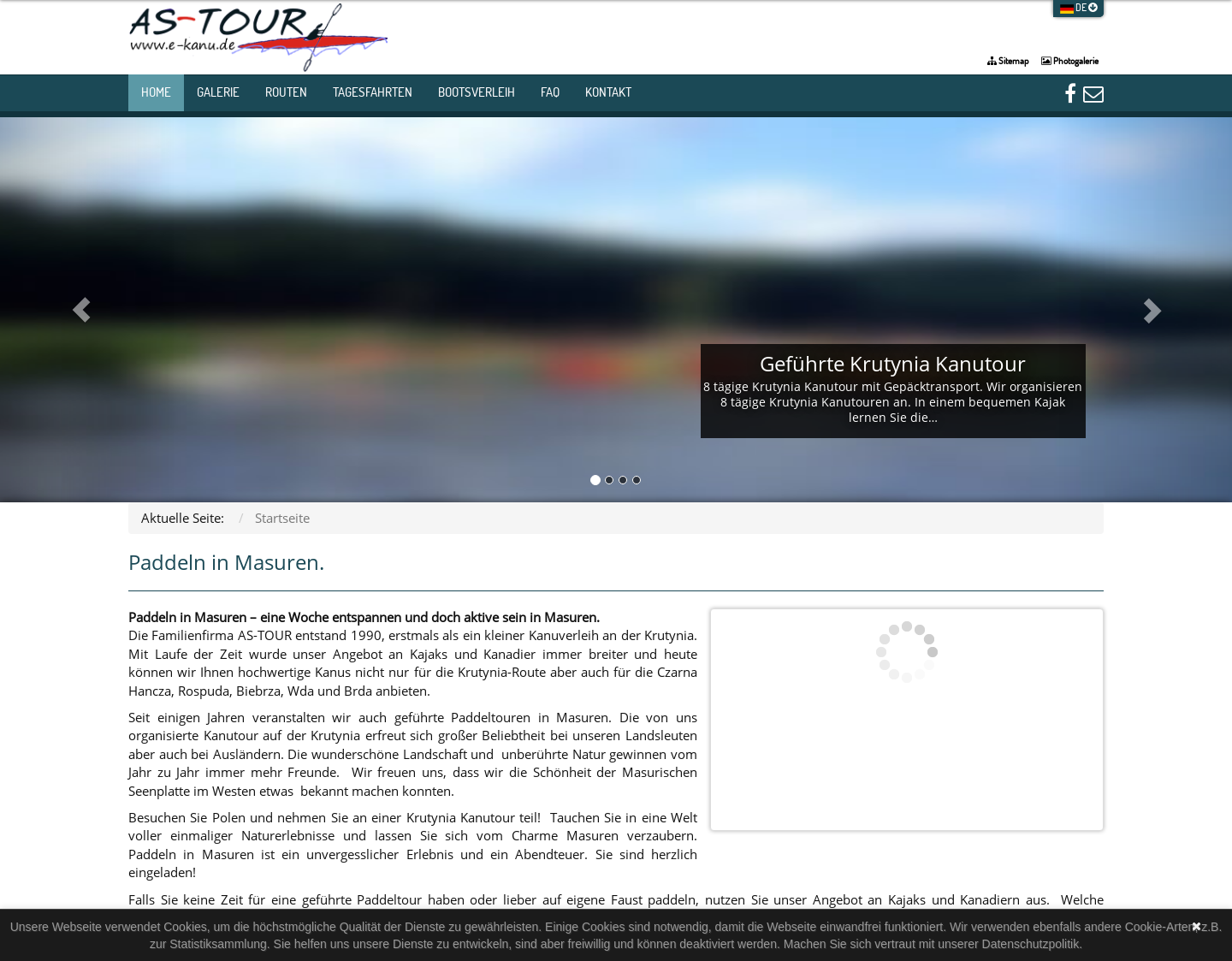 Aktuelle Website-Vorschau von Paddeln in Polen