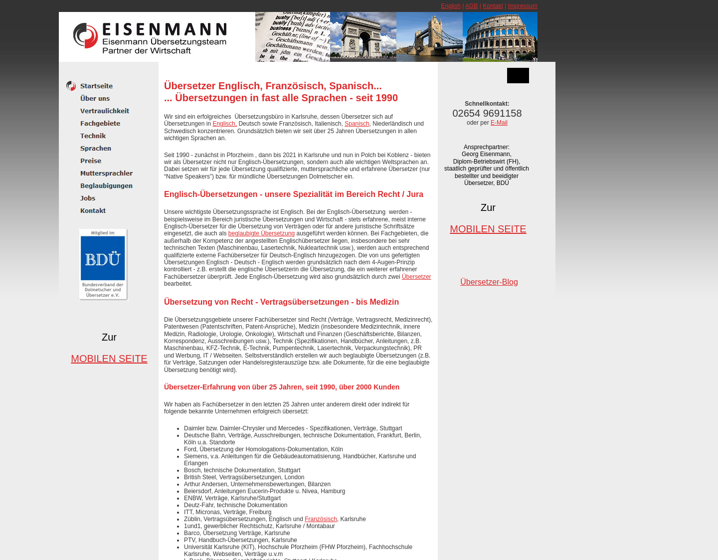 Aktuelle Website-Vorschau von Juristische Übersetzungen
