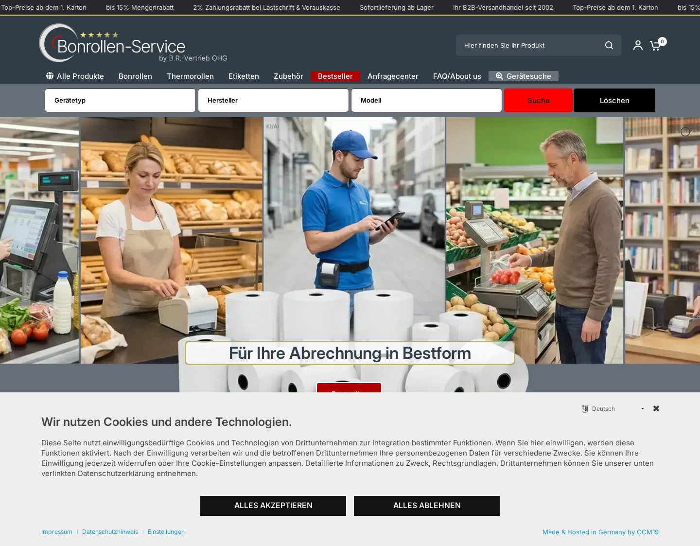 Aktuelle Website-Vorschau von Bonrollen-Service - Kassenrollen