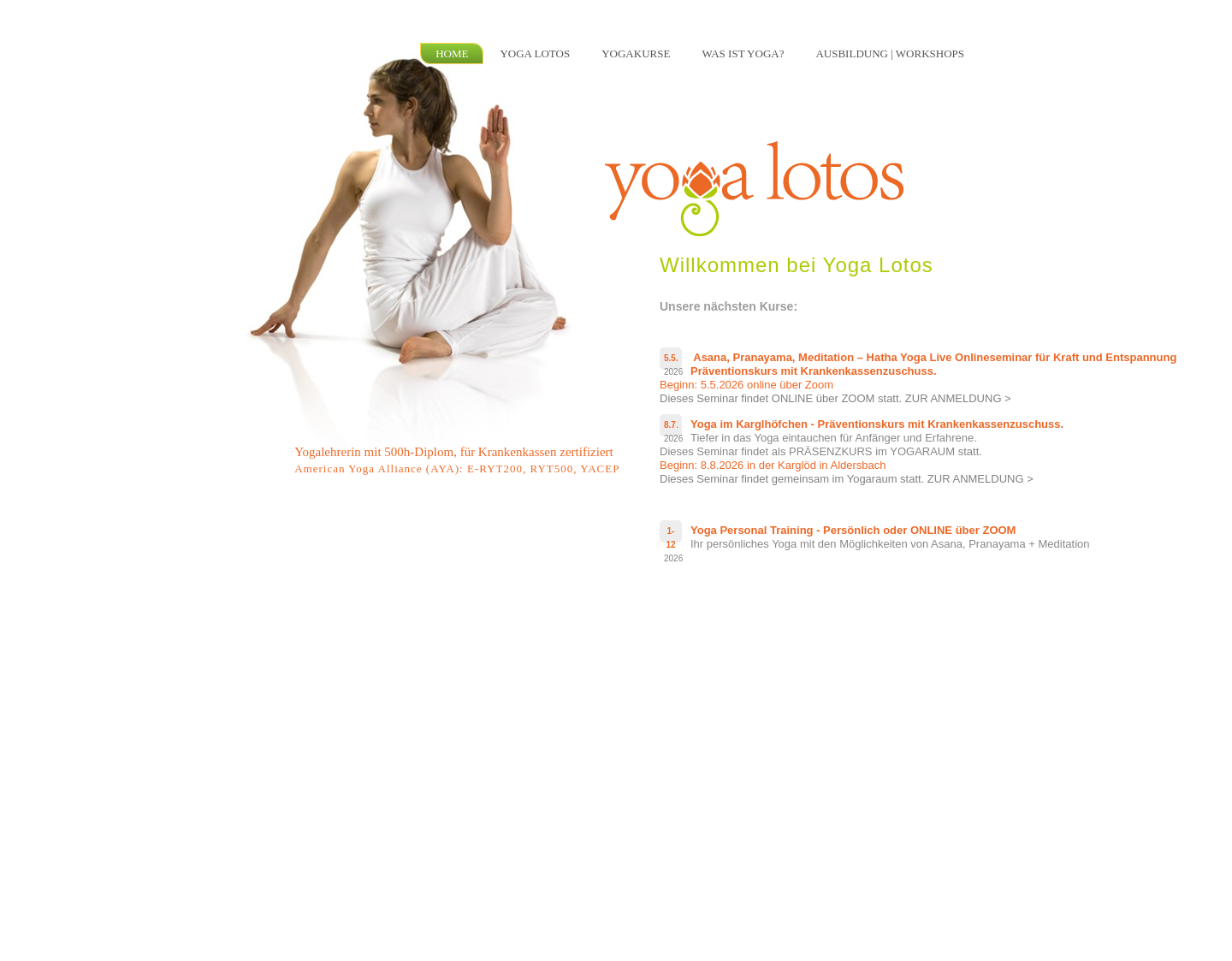 Aktuelle Website-Vorschau von Yoga Lotos - Klassischer Yogaunterr