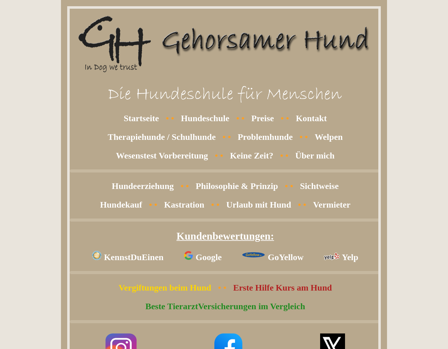 Aktuelle Website-Vorschau von Gehorsamer Hund - Nürnberg