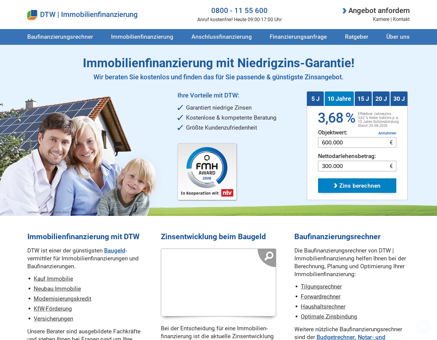 Aktuelle Website-Vorschau von DTW-Immobilienfinanzierung