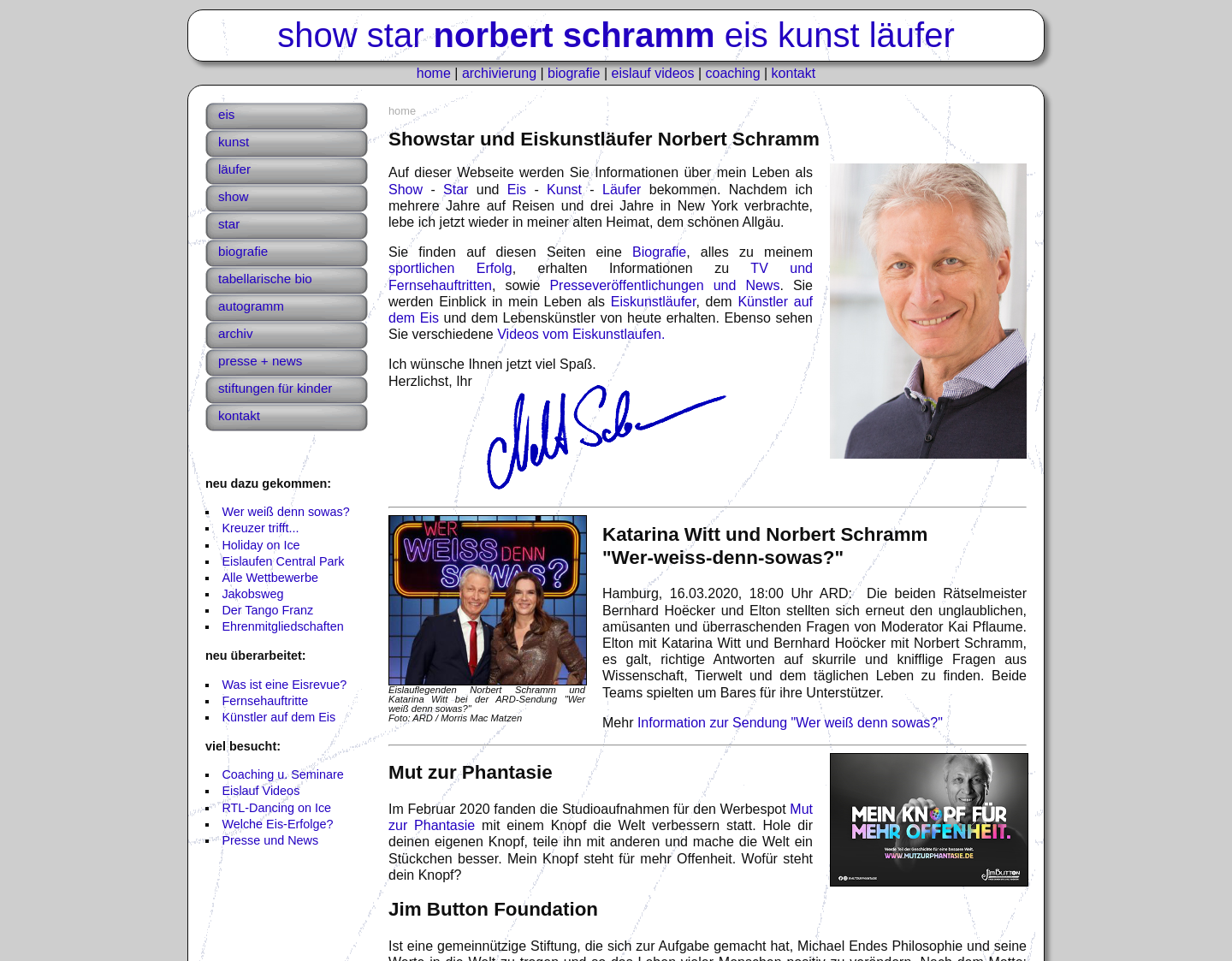 Aktuelle Website-Vorschau von Norbert Schramm
