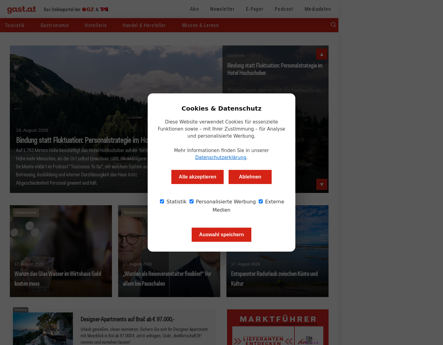 Aktuelle Website-Vorschau von Sterne Hotels Österreich