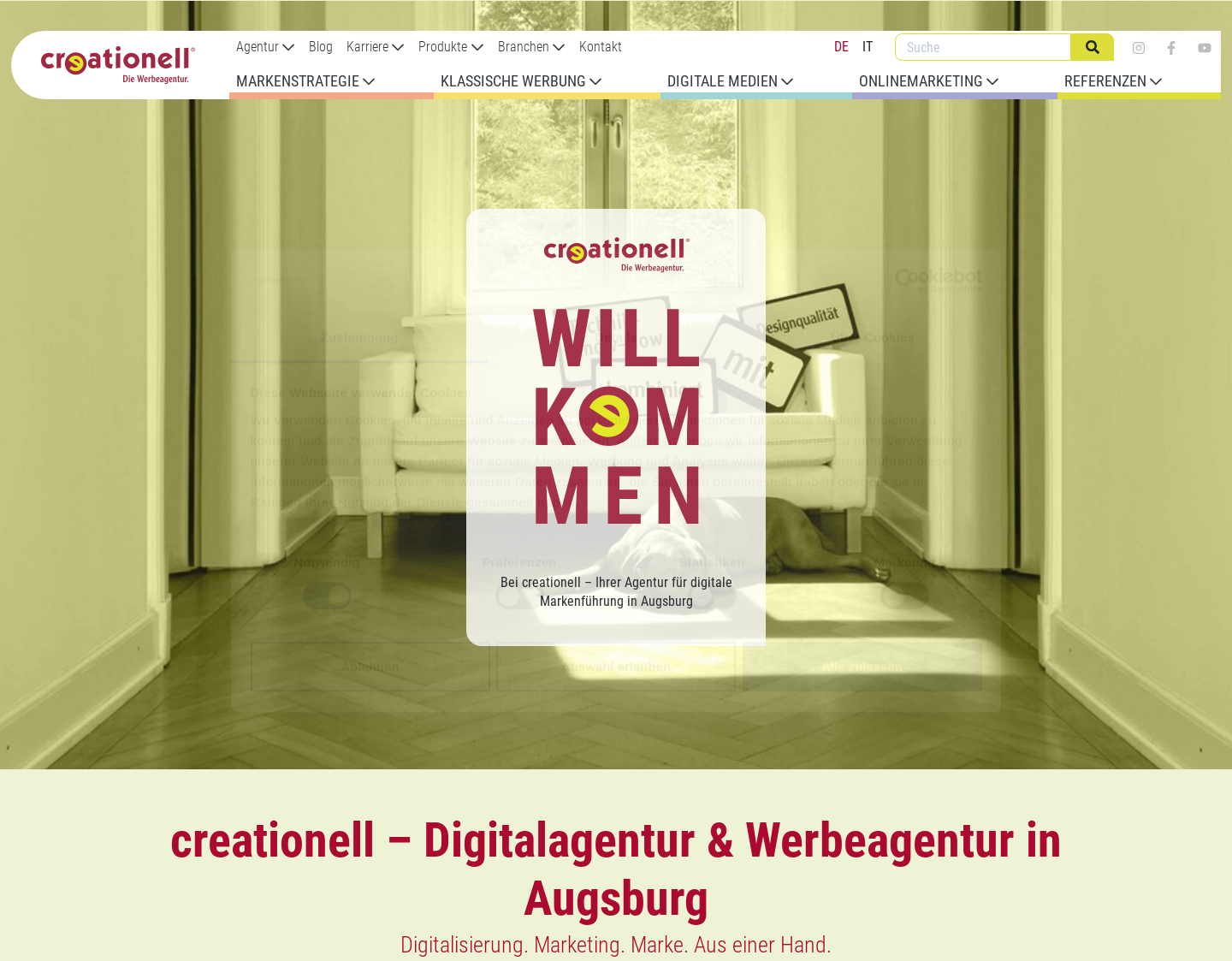 Aktuelle Website-Vorschau von creationell - TYPO3 Werbeagentur
