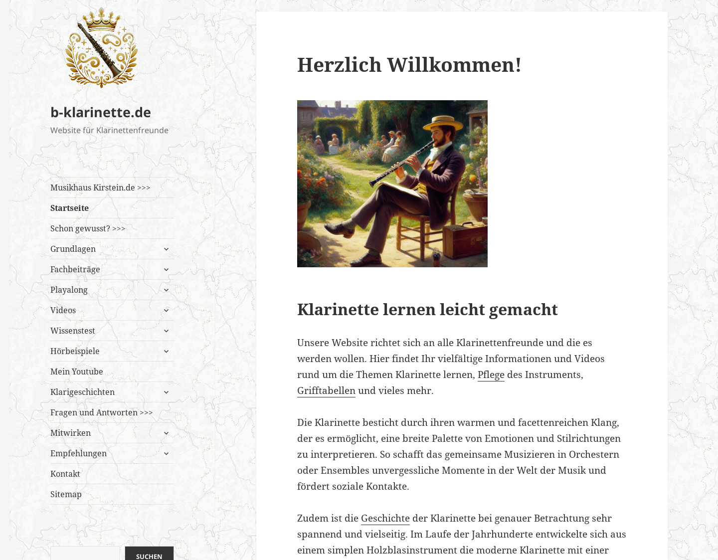 Aktuelle Website-Vorschau von Klarinettenportal fuer Musikbegeisterte