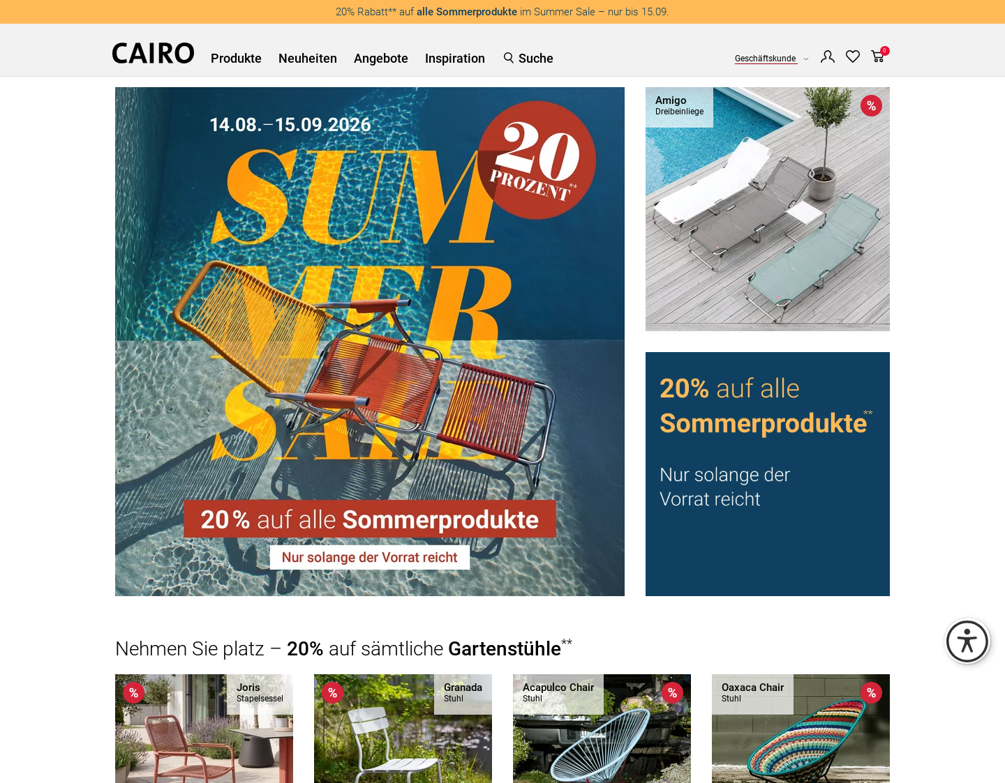 Aktuelle Website-Vorschau von Cairo.de Onlineshop für Büromöbel