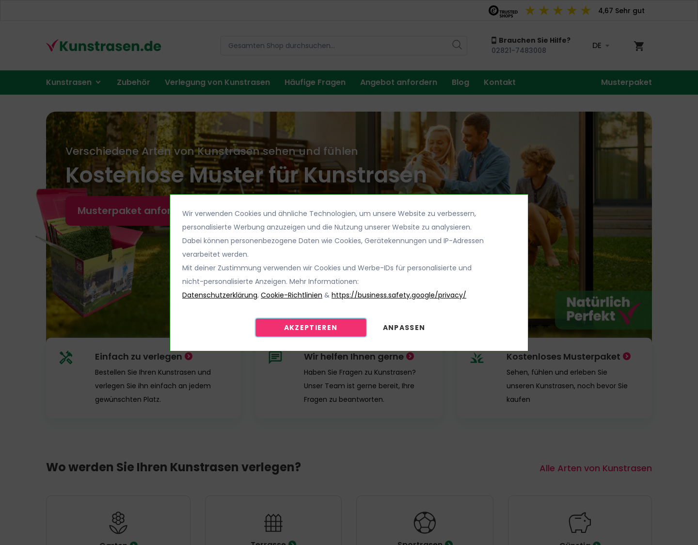 Aktuelle Website-Vorschau von Kunstrasen online kaufen