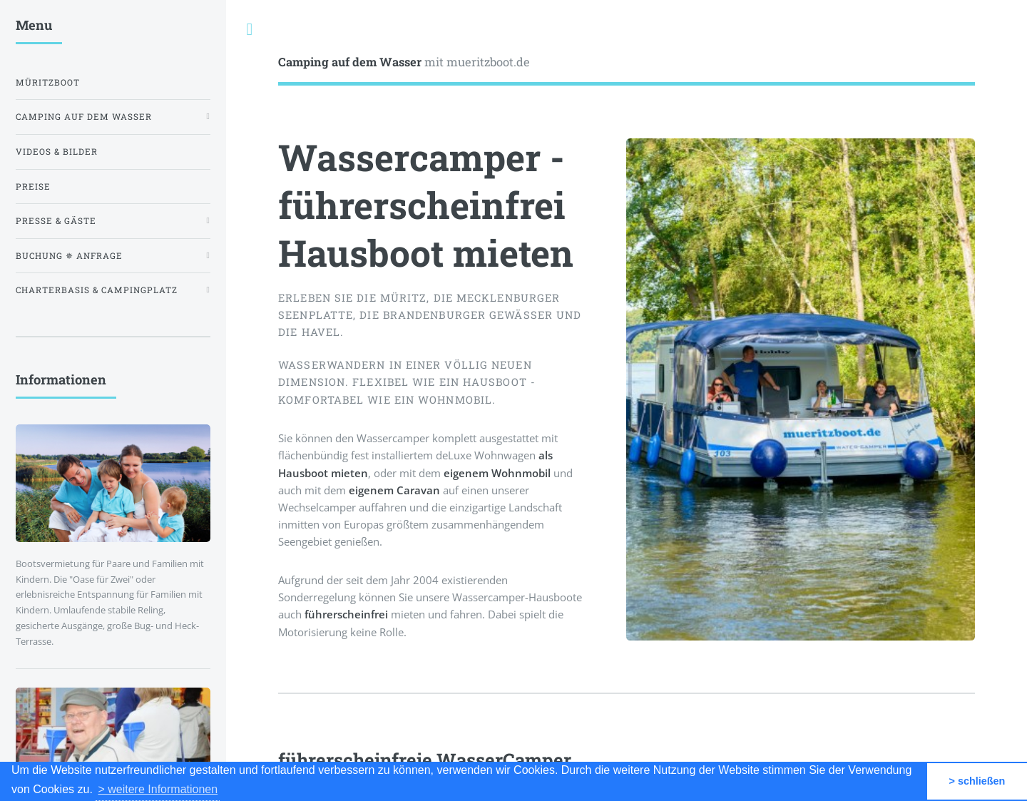 Aktuelle Website-Vorschau von Bootsurlaub auf der Müritz