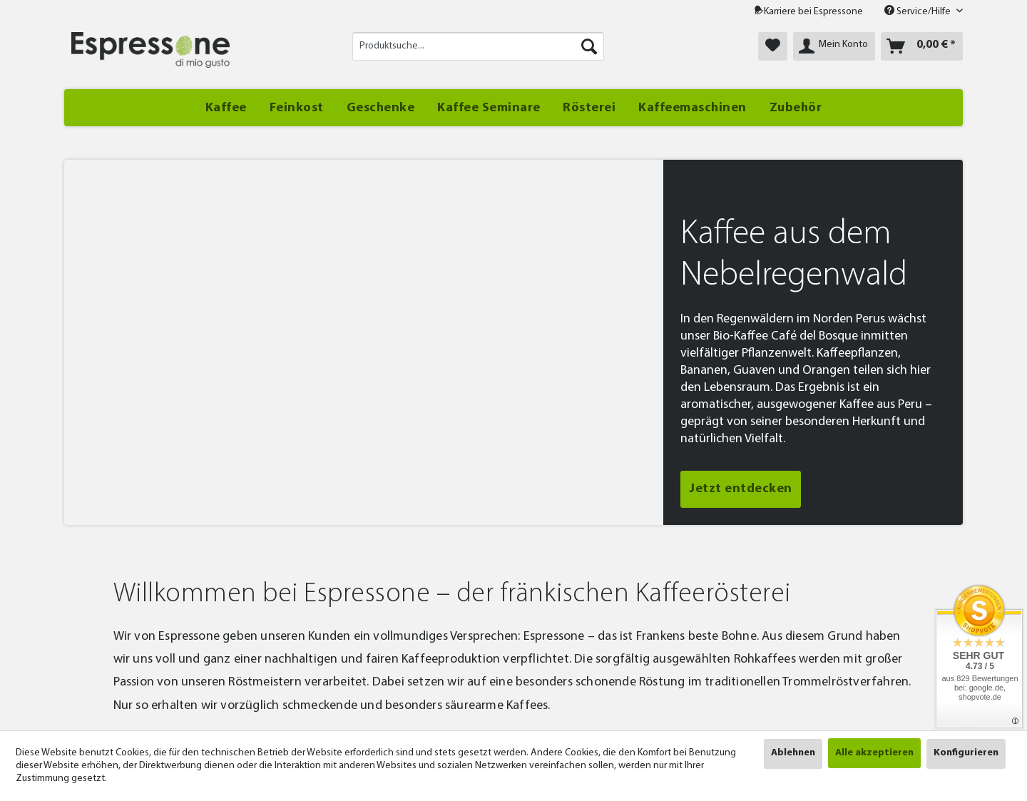 Aktuelle Website-Vorschau von Kaffeerösterei Nürnberg