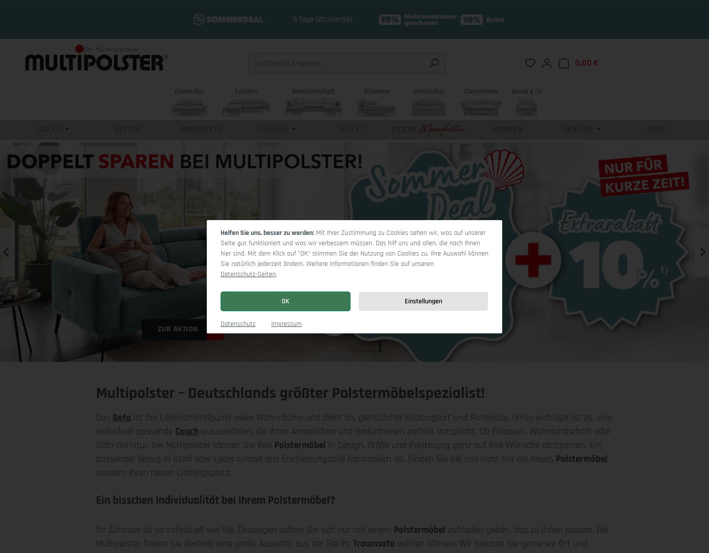 Aktuelle Website-Vorschau von Schöne Sofas - Multipolster