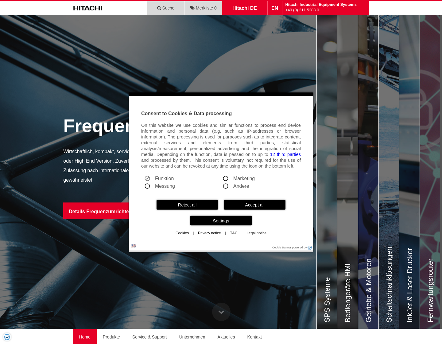 Aktuelle Website-Vorschau von Hitachi Drives & Automation GmbH