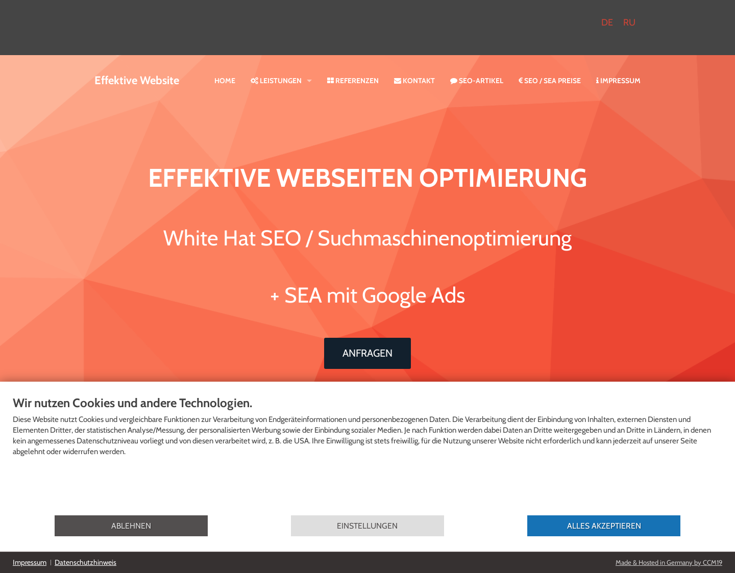 Aktuelle Website-Vorschau von SEO Webagentur "Effektive Website"