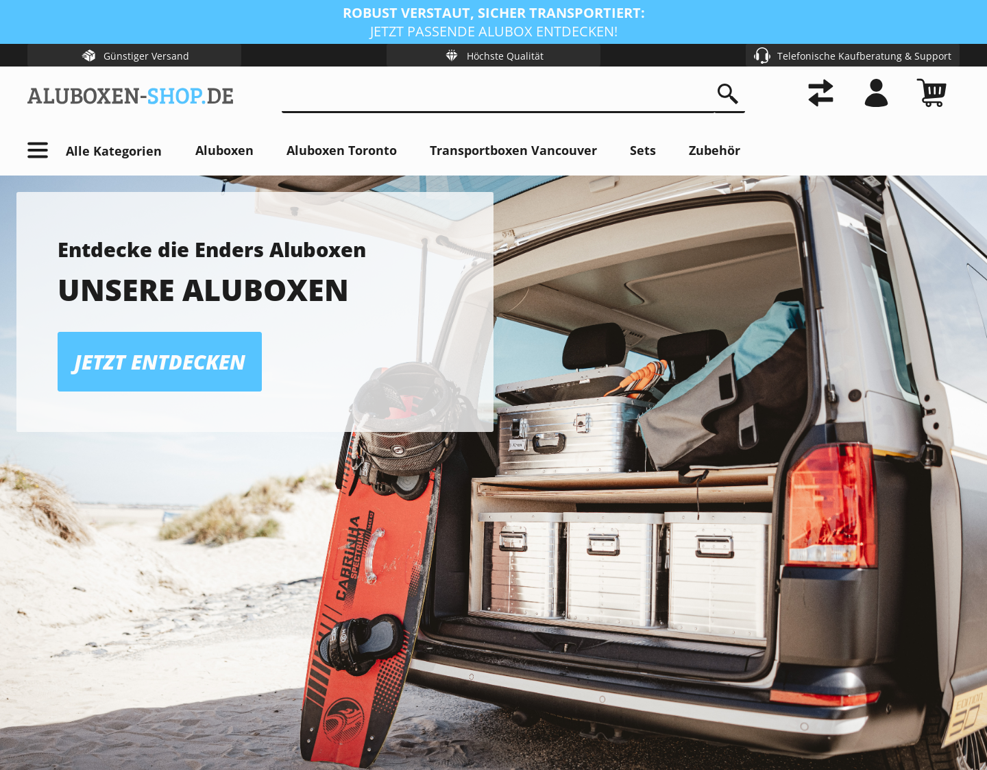 Aktuelle Website-Vorschau von Aluboxen online kaufen