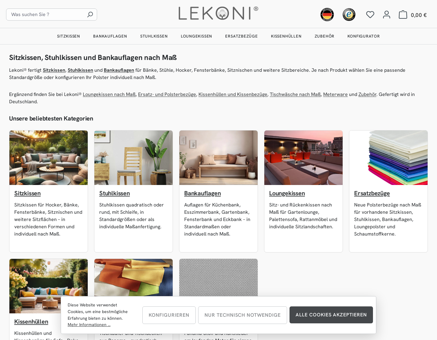 Aktuelle Website-Vorschau von Der Online Kissenshop
