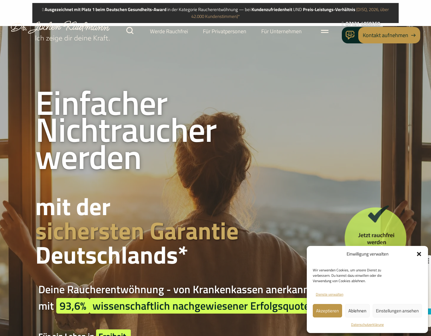 Aktuelle Website-Vorschau von Raucherentwöhnung mit Garantie
