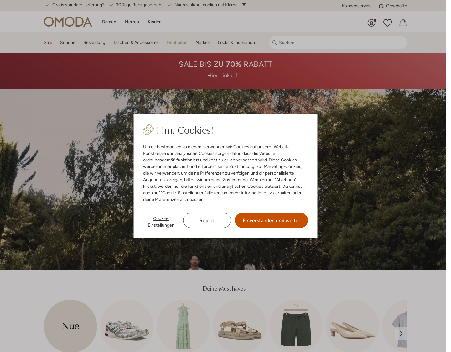 Aktuelle Website-Vorschau von Markenschuhe günstig online - Omoda