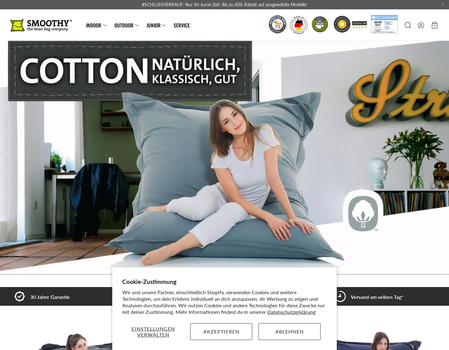 Aktuelle Website-Vorschau von Smoothy Bean Bags