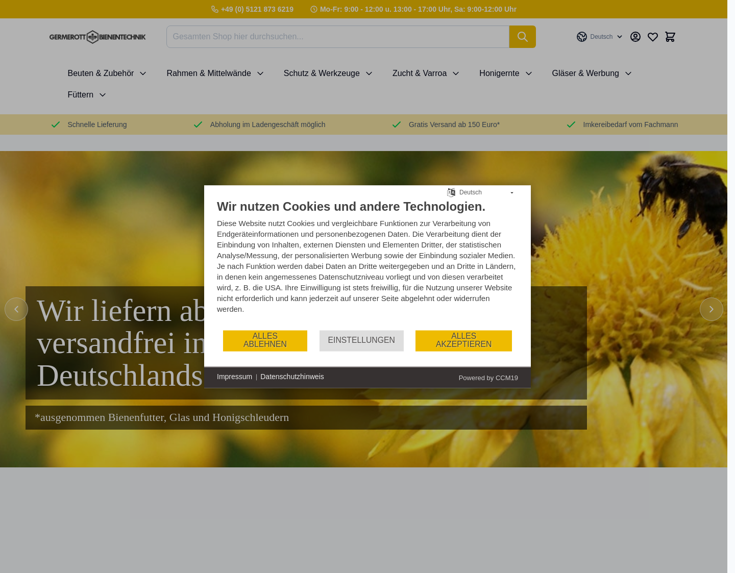 Aktuelle Website-Vorschau von Germerott Bienentechnik GmbH