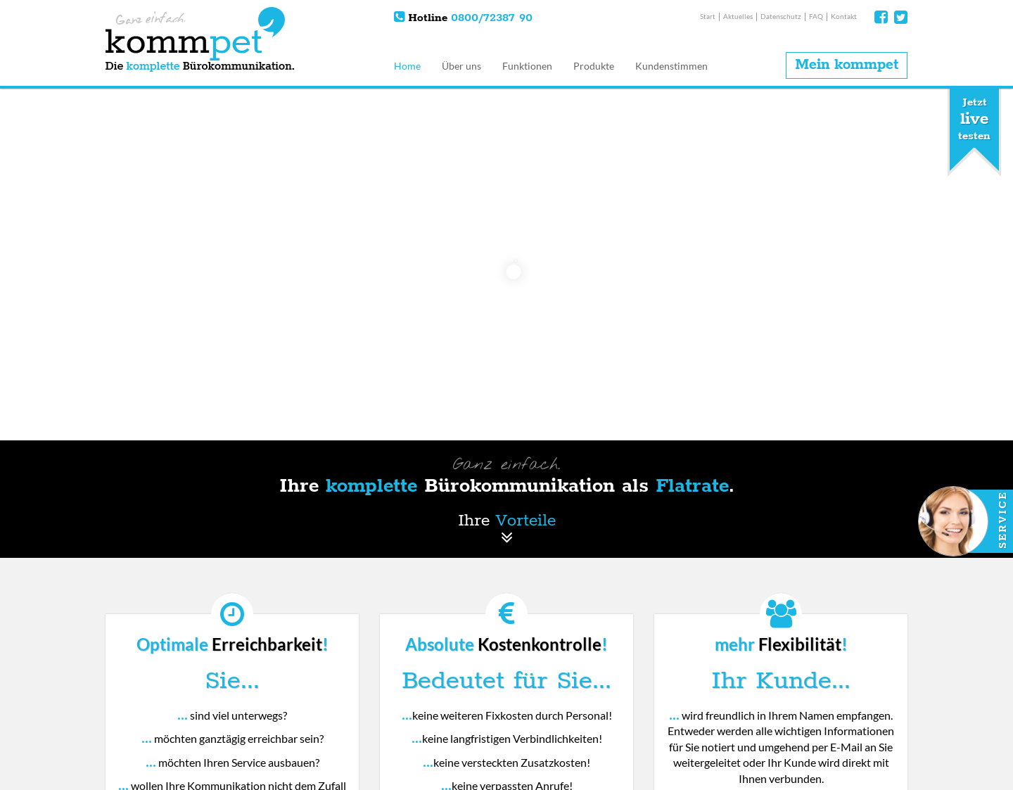 Aktuelle Website-Vorschau von KOMMPET ? Bürokommunikation