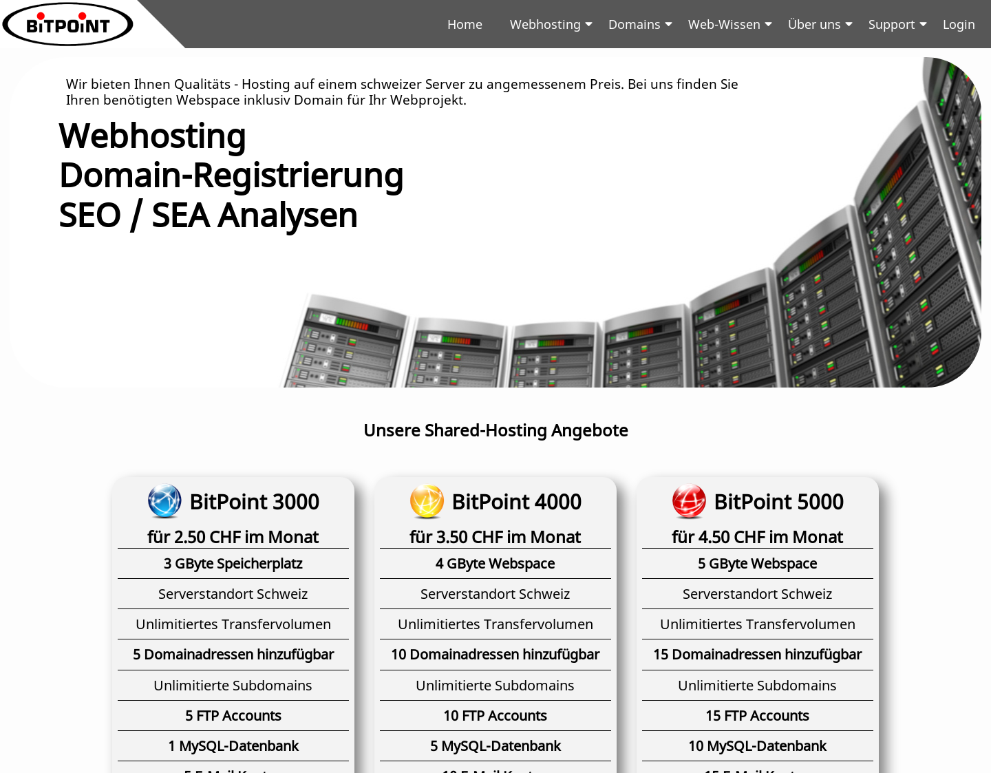 Aktuelle Website-Vorschau von Webhoster Schweiz