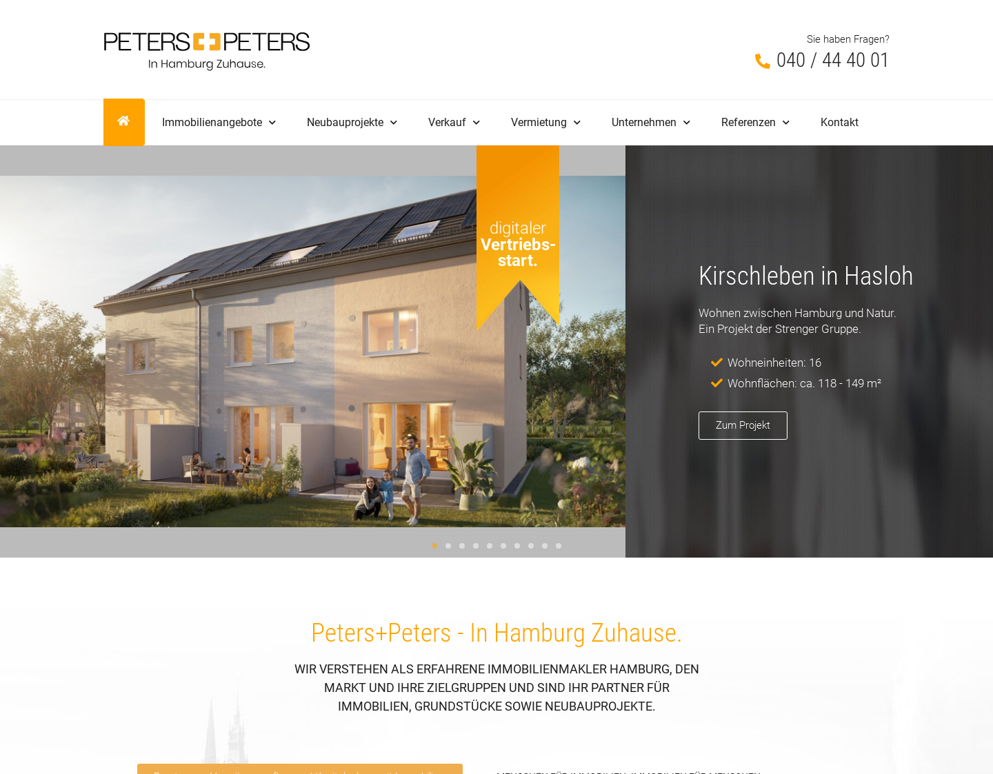 Aktuelle Website-Vorschau von Immobilien in Hamburg