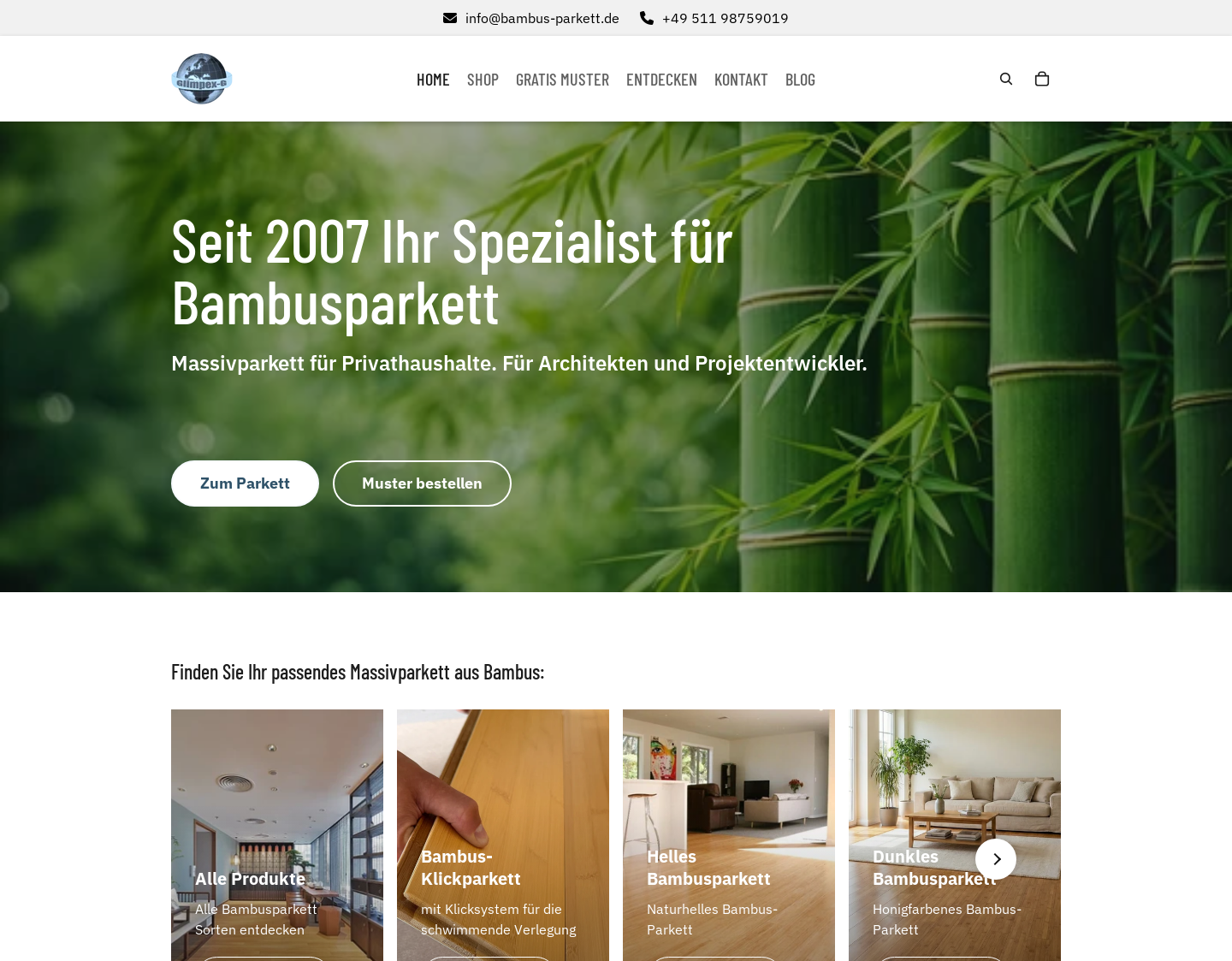 Aktuelle Website-Vorschau von Innovatives Bambus-Klick-Parkett