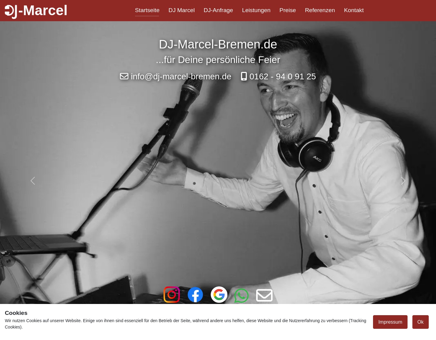 Aktuelle Website-Vorschau von DJ Marcel aus Bremen