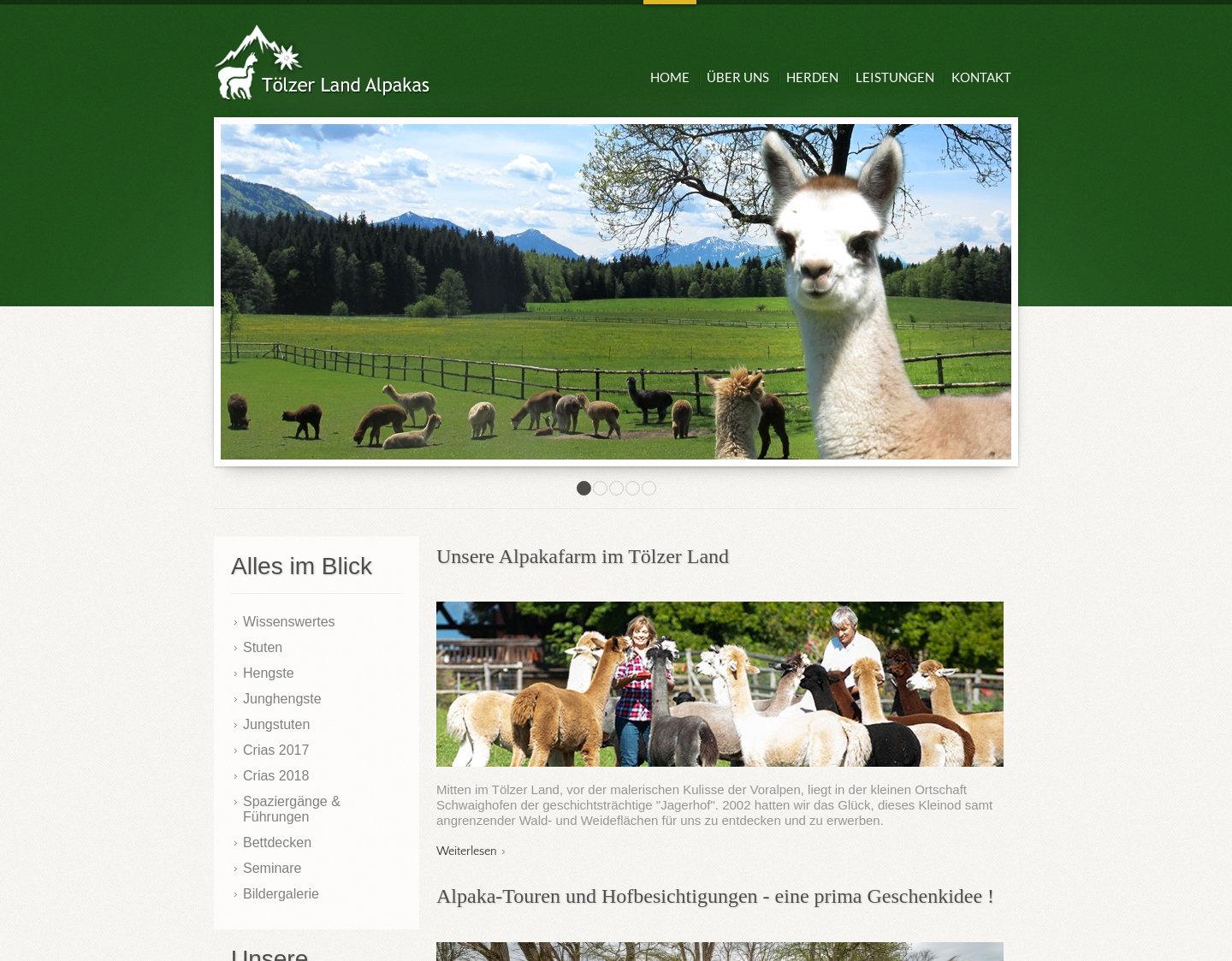 Aktuelle Website-Vorschau von Tölzer Land Alpakas